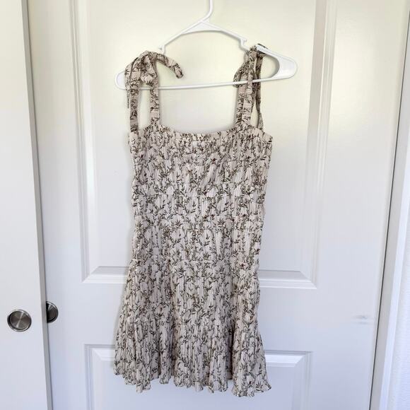 SIR The Label Alba Smocked Bow Tie Sleeve Mini Dress XS - Picture 2 of 5